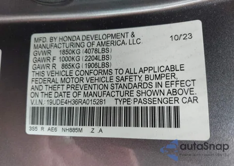 2024 Acura Integra A-Spec z USA, uszkodzony, nr VIN 19UDE4H36RA015281